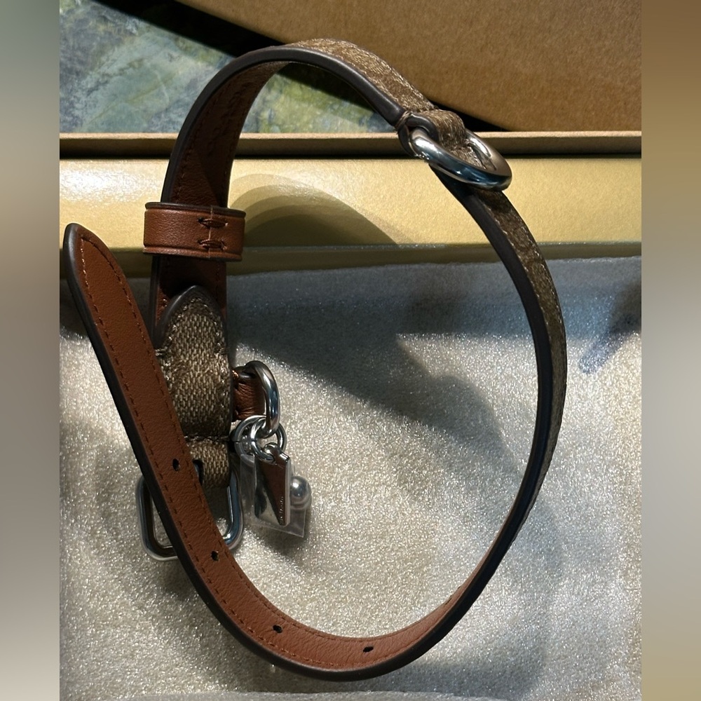 COACH Brown Tan Khaki Saddle Signature Dog Pet Collar New I have two - Picture 3 of 9